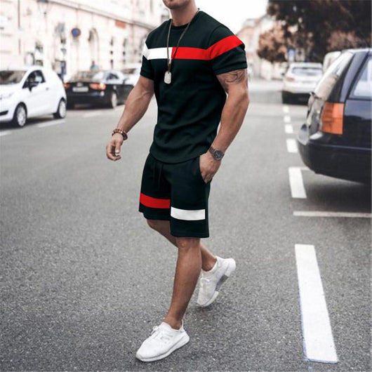 Conjunto de Pantalones Cortos y Camiseta Casual Estampada para Hombre