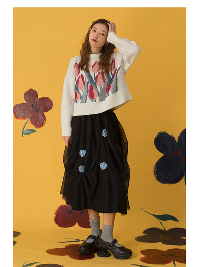 Suéter Holgado con Estampado Vintage de Tulipanes - Image 22