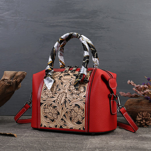 Bolsa Mensajera de Cuero Genuino Grabado Vintage - Estilo Textured Primera Capa - Image 7