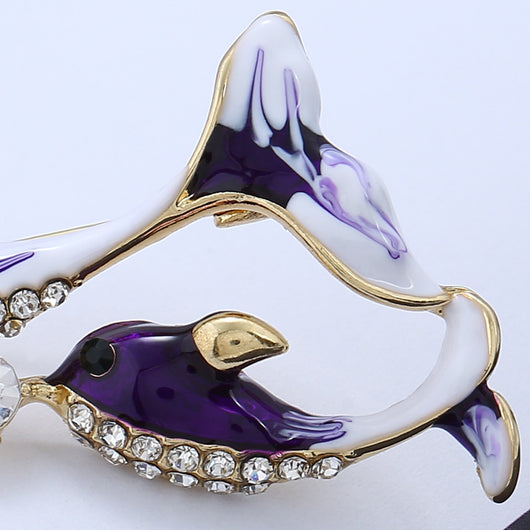 Broche Delfines Dobles con Aceite Derramado - Joya Femenina Adorable y Versátil - Image 3