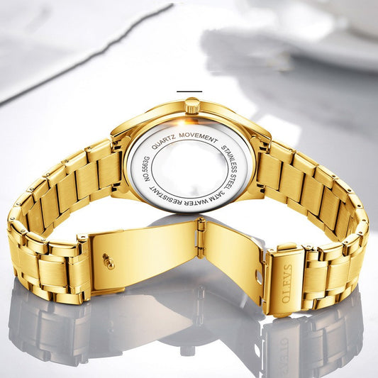 Reloj de Negocios Tuhao Gold Diamond con Cuarzo Resistente al Agua y Esfera Luminosa - Image 2