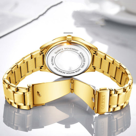 Reloj de Negocios Tuhao Gold Diamond con Cuarzo Resistente al Agua y Esfera Luminosa - Image 2