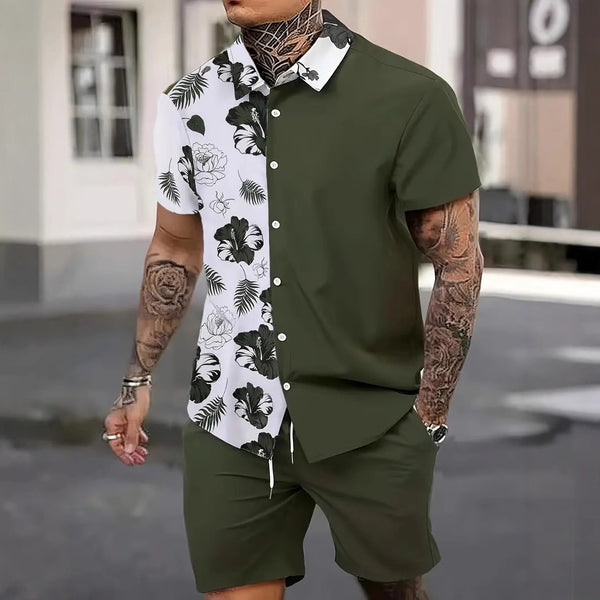 Traje Hawaiano Hombre 3D Estampado Manga Corta