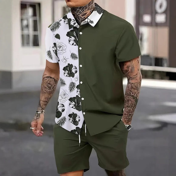 Traje Hawaiano Hombre 3D Estampado Manga Corta
