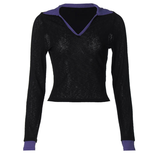 Blusa Casual de Rayas con Cuello Polo y Manga Larga - Image 5