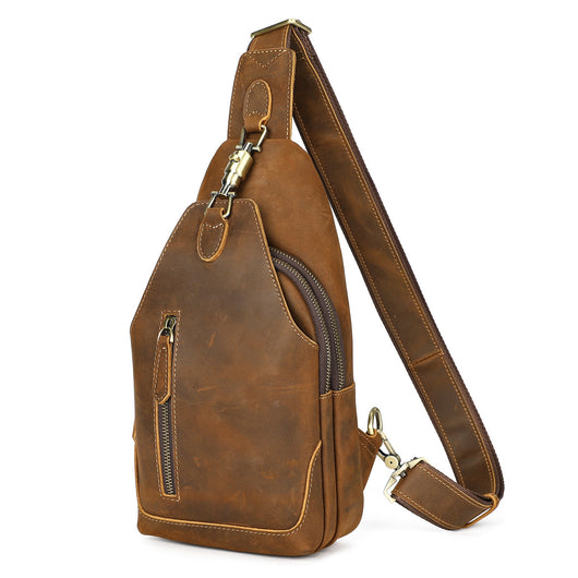 Bolsa de Pecho Ma Pi Cuero Genuino Vintage - Mochila Cruzada Estilo Commuter con Cierre de Candado - Image 4