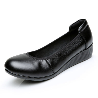 Zapatos de Trabajo Cuero Auténtico para Mujer Negro Antideslizantes Planos - Image 6