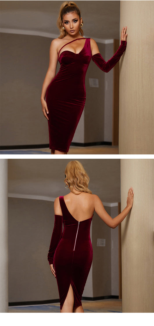 Vestido Velvet Dorado Elegancia para Alfombra Roja - Image 14
