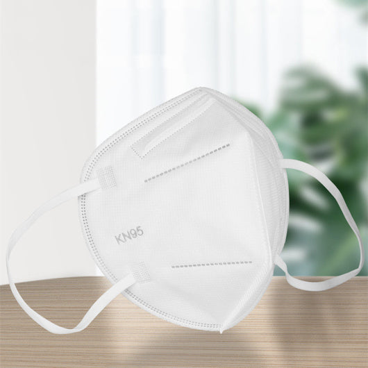 White 3D KN95 five-layer protective mask with ear loops, designed for dust and general protection.