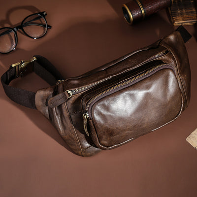 Bolsa Pecho Cuero Genuino Estilo Retro para Hombre - Image 4
