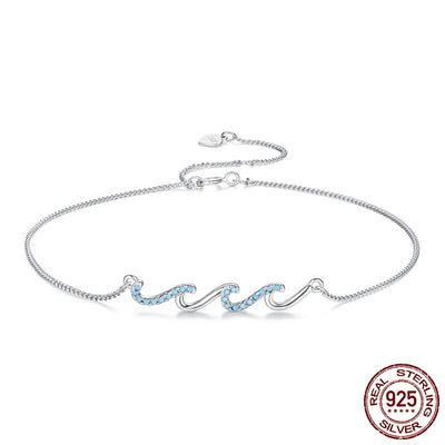 Pulsera Tobillera de Plata Esterlina S925 Azul HAILANG - Image 5