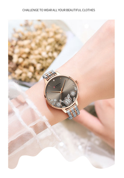 Reloj de Cuarzo para Mujer con Correa de Acero y Diseño Floral - Image 13