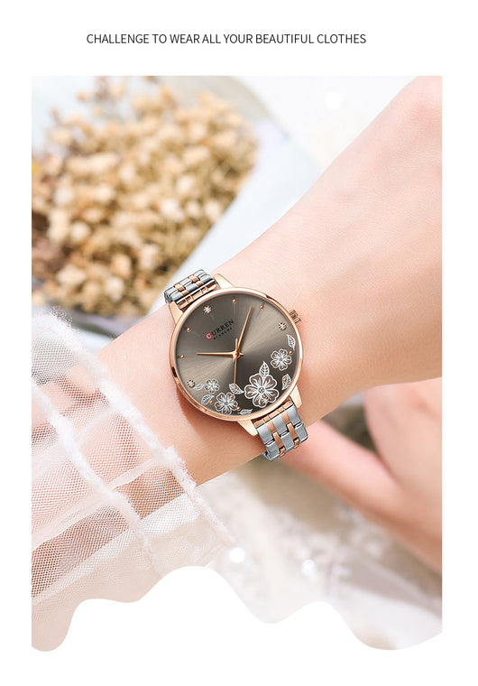 Reloj de Cuarzo para Mujer con Correa de Acero y Diseño Floral - Image 13