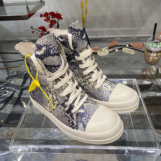 Sneakers Altos de Cuero con Patrón Pitón y Plataforma - Estilo Casual Niche - Image 7
