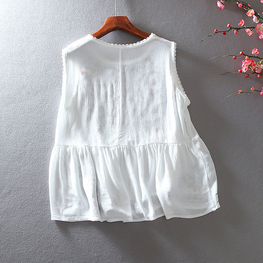 Blusa Retro Holgada con Bordado Floral - Image 6