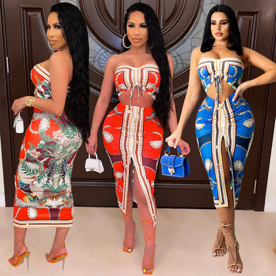 Traje Envolvente Plisado con Escote Estampado y Abertura Lateral - Image 19