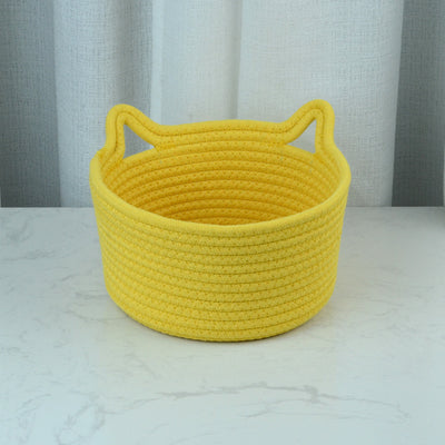 Canasta de Almacenamiento Tejida a Mano con Orejas de Gato - Image 21