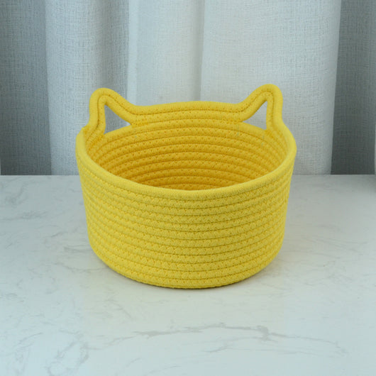 Canasta de Almacenamiento Tejida a Mano con Orejas de Gato - Image 21