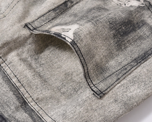 Jeans Ajustados Daddy con Desgarre y Efecto Gato Gris Claro - Image 21