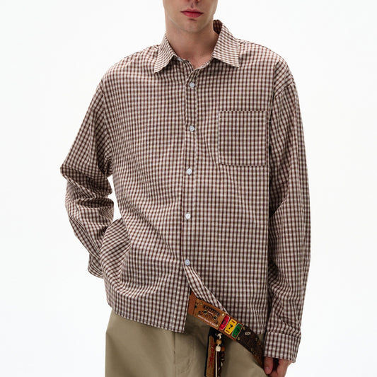 Camisa de Cuadros Clásica Americana de Manga Larga Unisex