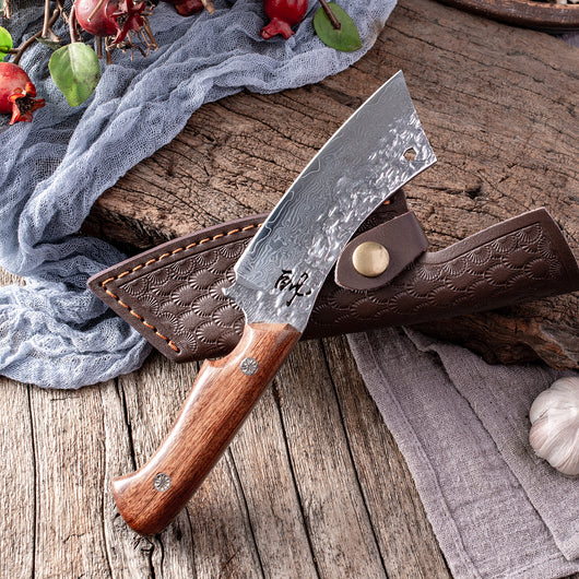 Cuchillo Damasco Premium con Funda de Cuero - Corte Profesional para Carnes y Frutas - Image 5