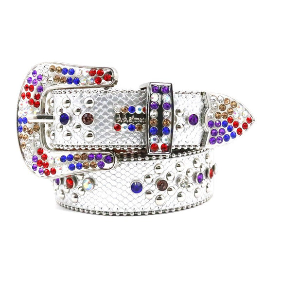 Cinturón de Cuero para Hombre con Diseño de Serpiente y Cristales Brillantes Hecho a Mano