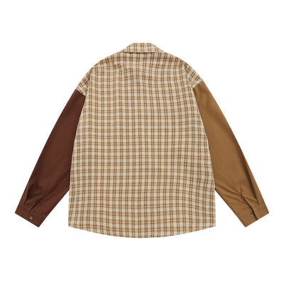 Camisa de Cuadros Hombre con Costuras Asimétricas - Manga Larga - Image 4