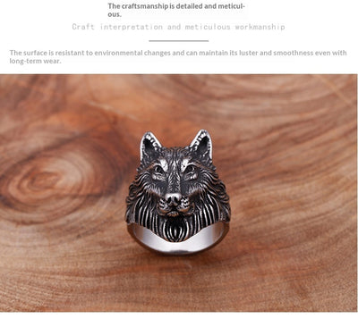Anillo de Cabeza de Lobo Audaz para Hombres - Image 15