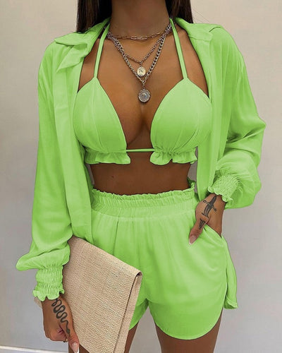 Traje de Baño de Tres Piezas Estilo Playa para Mujer - Image 4