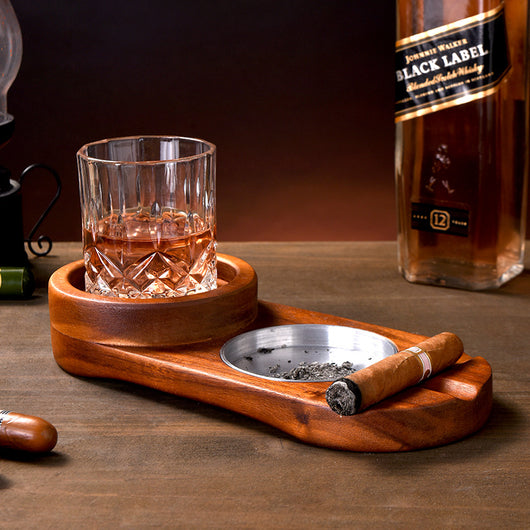 Cenicero de Madera 2 en 1 con Vaso para Whiskey y Soporte para Puros - Image 5