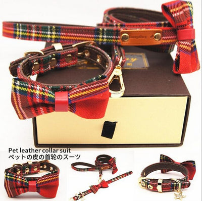 Collar Ajustable Tartán Rojo con Moño Desmontable para Gatos y Perros Pequeños - Image 8
