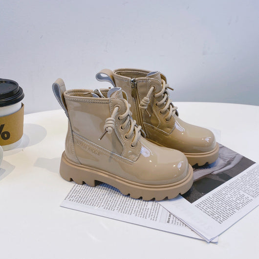 Botas de Cuero Brillante para Niñas - Caña Media Primavera Otoño - Image 14