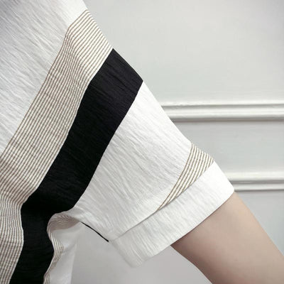 Blusa Mujer Escote V Rayas Manga Corta - Image 13