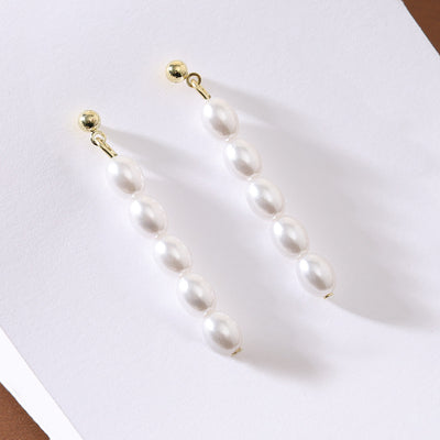 Aretes de Perla Grano de Arroz en Plata 925 Estilo Francés para Mujer - Image 5