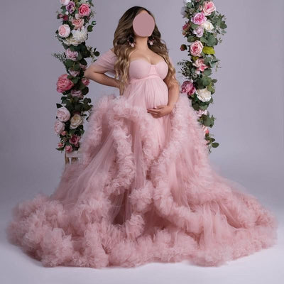 Vestido Premamá Hombros Descubiertos Multicolor para Sesiones Fotográficas - Image 16
