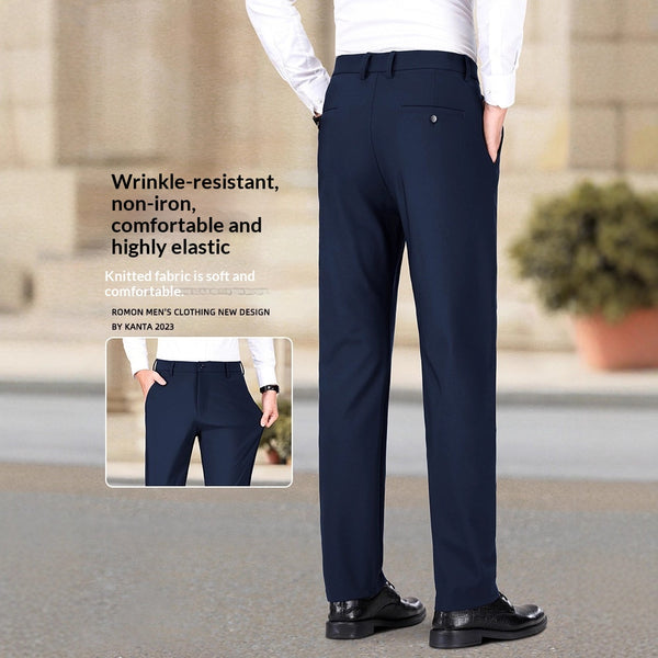 Pantalones Casuales Ejecutivos Slim Fit Ice Silk Antirruga para Hombre