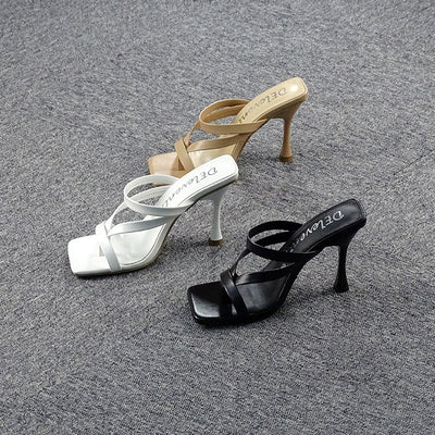 Sandalias de Tacón Alto Coreanas Versátiles para Mujer Talla Grande - Image 7