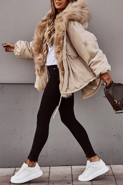 Parka Acolchada para Mujer con Cuello de Piel Sintética - Image 9