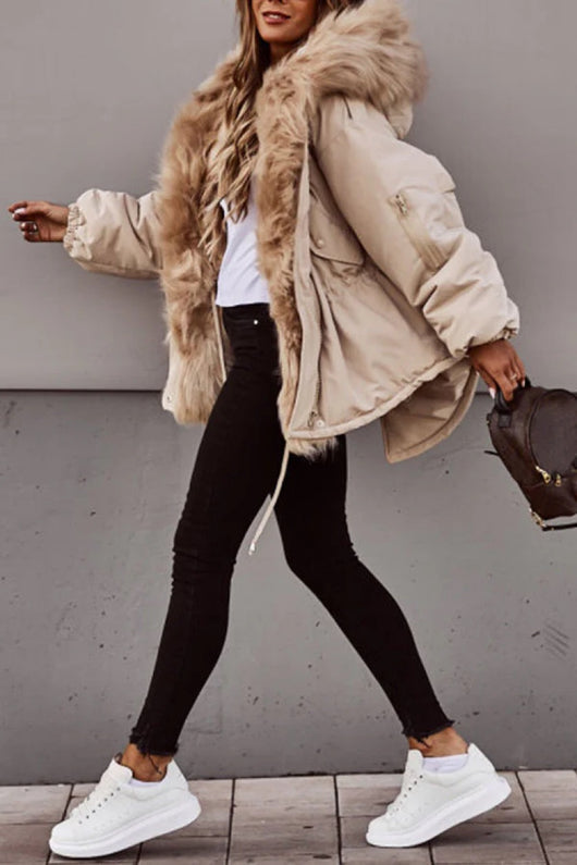 Parka Acolchada para Mujer con Cuello de Piel Sintética - Image 9