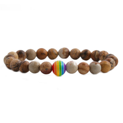 Pulsera de Pareja Piedra Volcánica con Chakras Arcoíris - Image 5