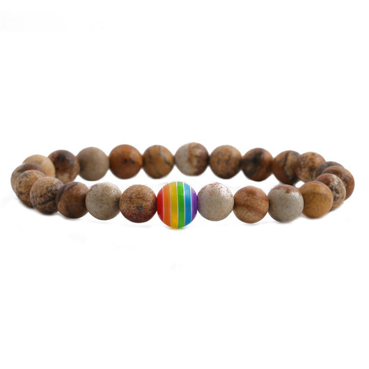 Pulsera de Pareja Piedra Volcánica con Chakras Arcoíris - Image 5