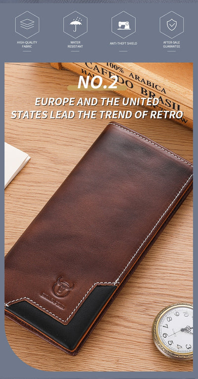 Billetera Bifold de Cuero Engrasado Premium para Hombre - Capacidad Grande - Image 30