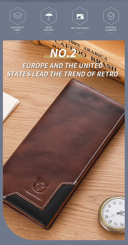 Billetera Bifold de Cuero Engrasado Premium para Hombre - Capacidad Grande - Image 30