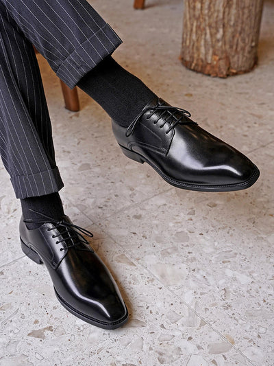 Zapatos de Cuero Vintage con Punta Cuadrada para Hombre - Image 10