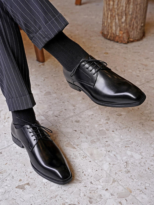 Zapatos de Cuero Vintage con Punta Cuadrada para Hombre - Image 10