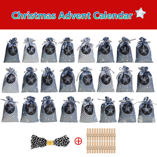 Set de Bolsas de Regalo Calendario Navideño en Satén - Image 2