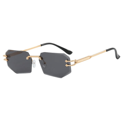 Rimless octagonal clear lens glasses with silver-toned metal temples and black ear tips, featuring decorative accents. - Image 3