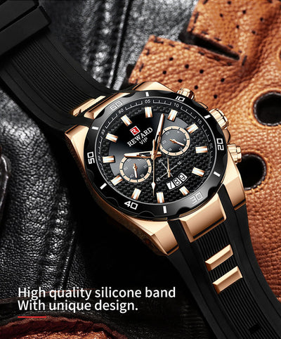 Reloj para Hombre REWARD Negro y Dorado con Diseño Moderno y Calendario - Image 13