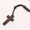 Religious Wood Necklace, Wooden Cross, Christian Jewelry Dark coffee