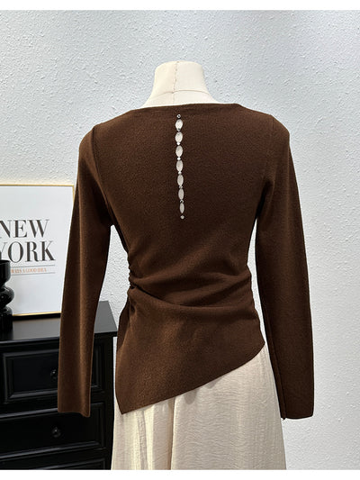 Blusa Ajustada de Manga Larga con Pliegues y Abertura Lateral - Image 22
